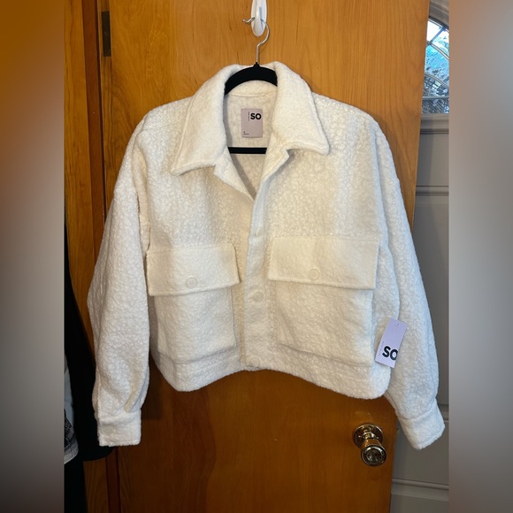 SO Jackets & Blazers - NWT So KOHLS Womens juniors medium Shacket ivory